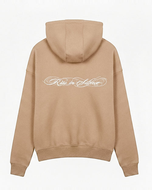 Beige Hoodie "Rise in Silence"