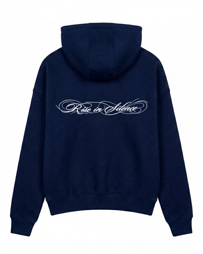 Navy Hoodie "Rise in Silence"