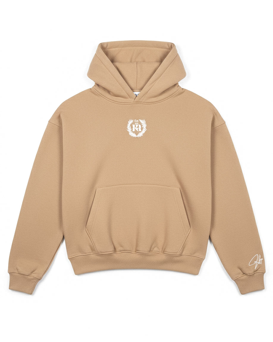 Beige Hoodie "Rise in Silence"