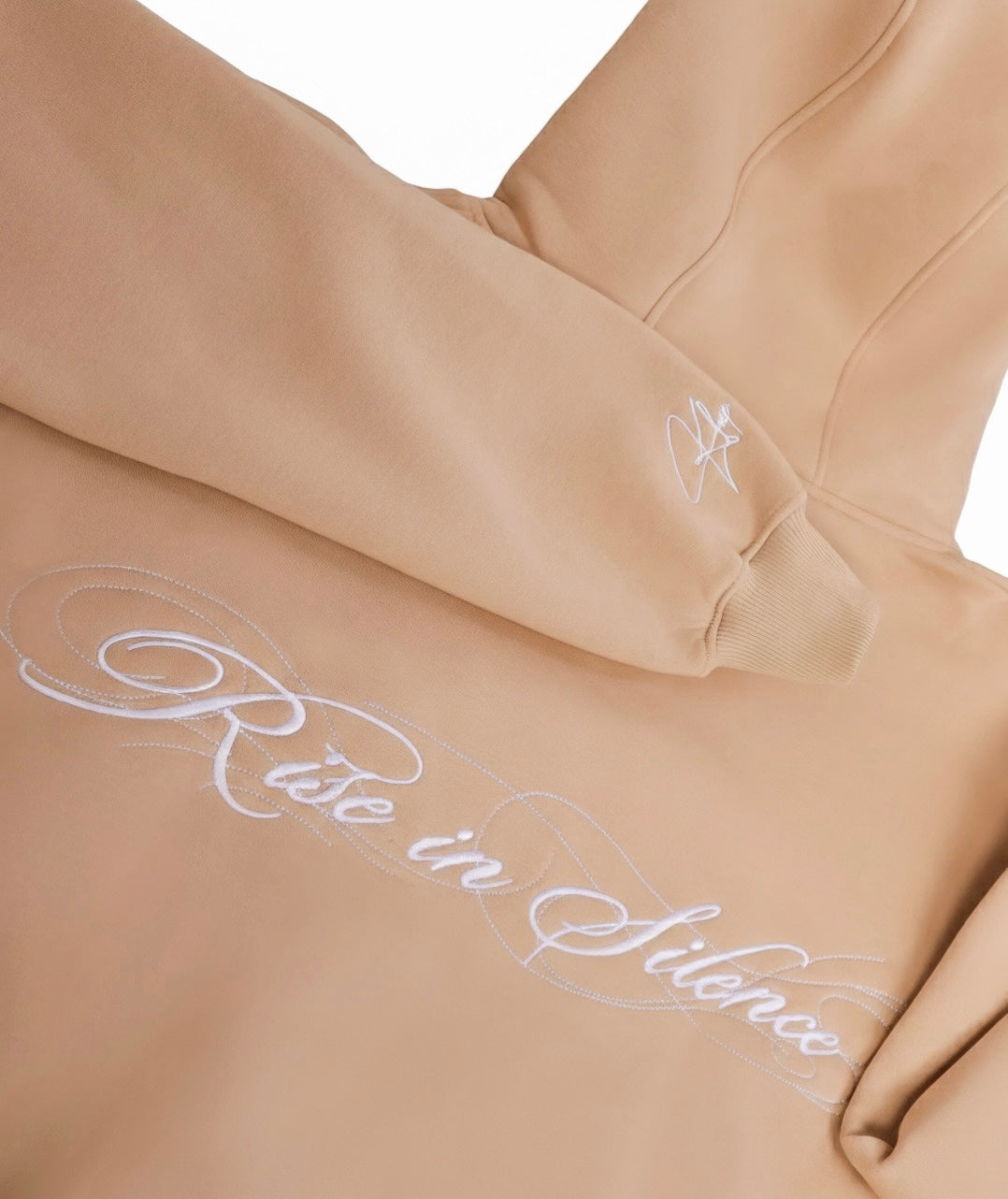 Beige Hoodie "Rise in Silence"